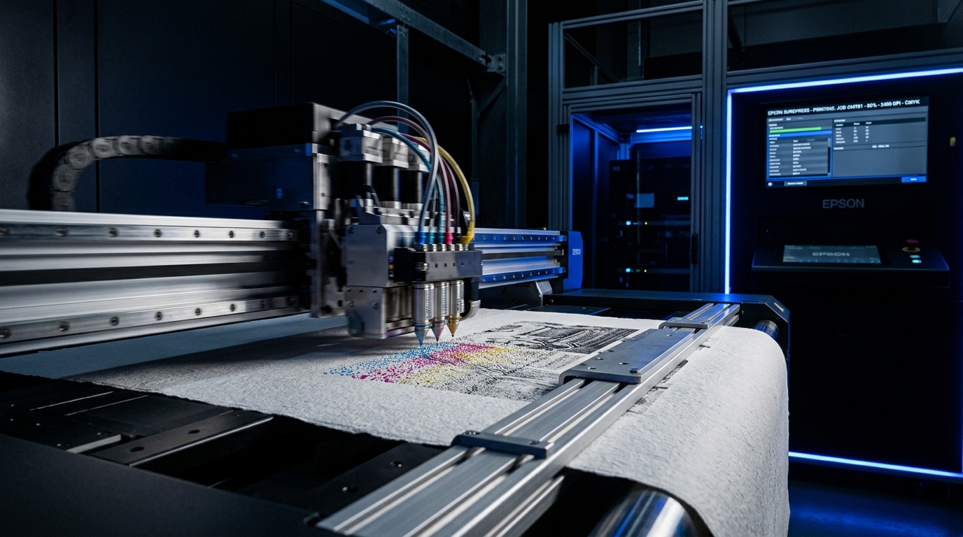 Máquina impresora digital industrial de gran formato en producción premium